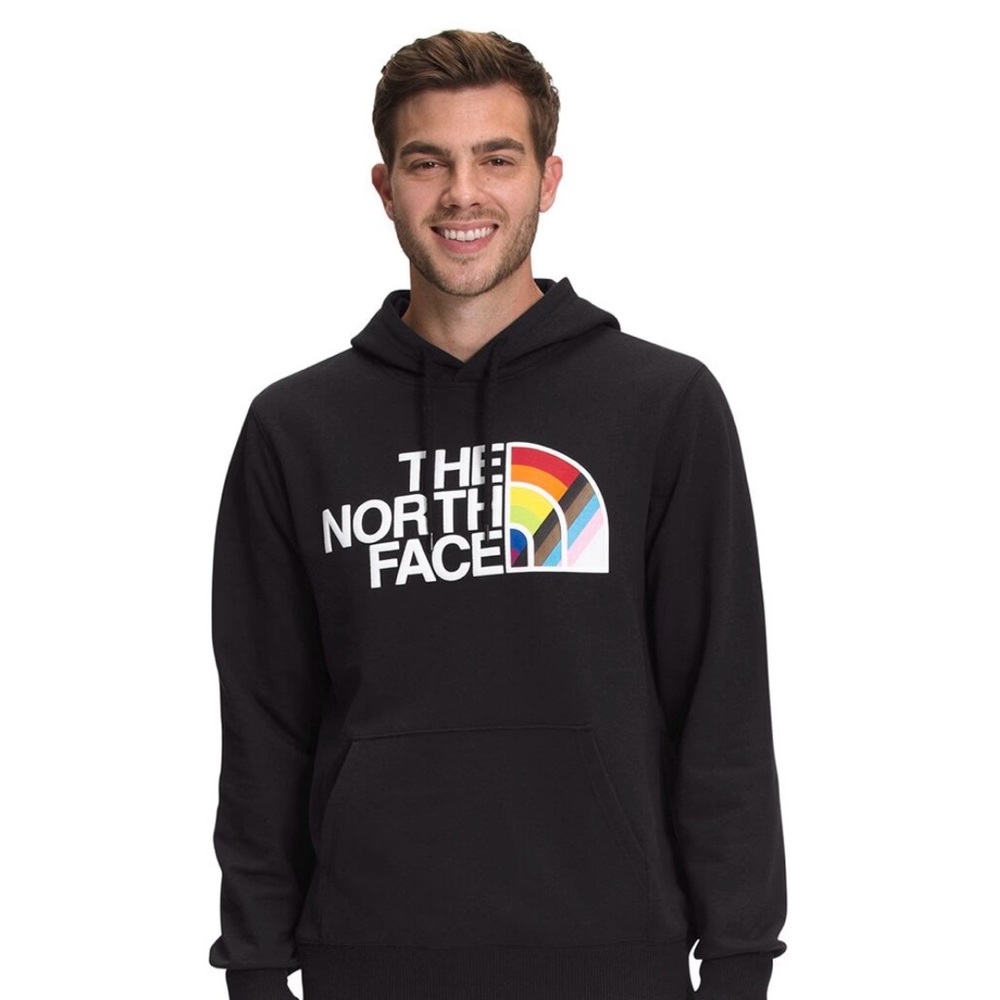 The North Face Black Hoodie with Rainbow Logo